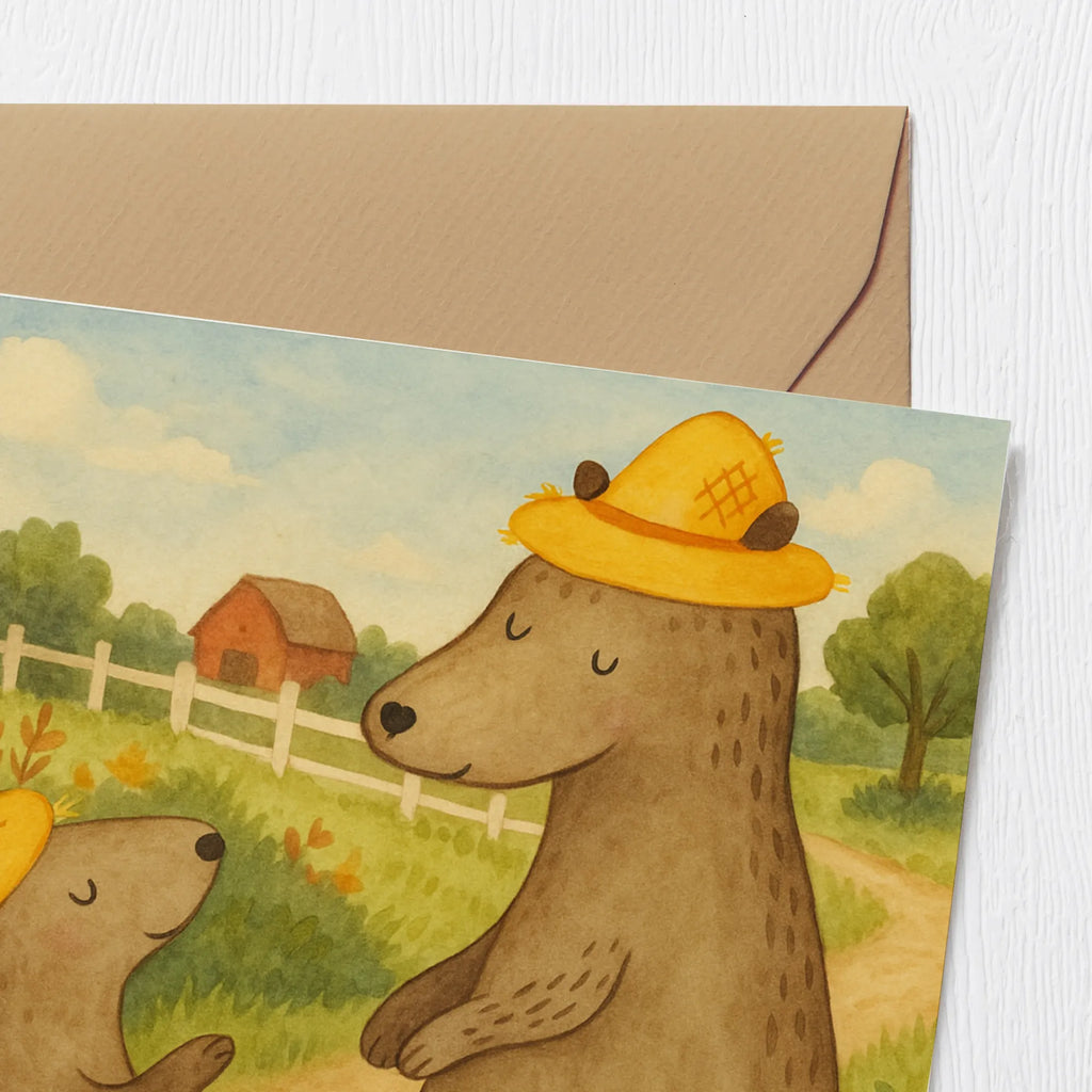 Karta Deluxe Niedźwiedzie z kapeluszami Design Karte, Grußkarte, Klappkarte, Einladungskarte, Glückwunschkarte, Hochzeitskarte, Geburtstagskarte, Hochwertige Grußkarte, Hochwertige Klappkarte, Familie, Vatertag, Muttertag, Bruder, Schwester, Mama, Papa, Oma, Opa, Bär, Bären, Vater, Papi, Paps, Dad, Daddy, Lieblingsmensch, Sohn, Söhne, Kind, Kinder, Vater-Sohn, Family, Vorbild