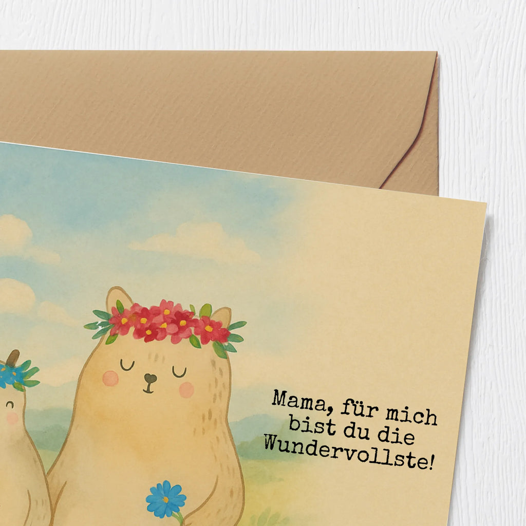 Deluxe Karte Bären mit Blumenkranz Design Karte, Grußkarte, Klappkarte, Einladungskarte, Glückwunschkarte, Hochzeitskarte, Geburtstagskarte, Hochwertige Grußkarte, Hochwertige Klappkarte, Familie, Vatertag, Muttertag, Bruder, Schwester, Mama, Papa, Oma, Opa, Bär, Bären, Mutter, Mutti, Mami, Lieblingsmensch, Lieblingsmama, beste Mutter, weltbeste Mama, Geschenk Mama. Muttertag, Tochter, Kind, Kinder, Töchter, Family, Vorbild