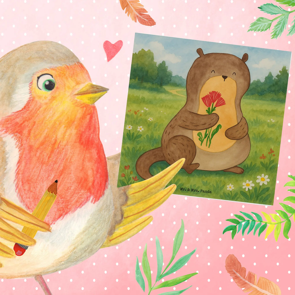 Karta Deluxe wydra bukiet kwiatów Design Karte, Grußkarte, Klappkarte, Einladungskarte, Glückwunschkarte, Hochzeitskarte, Geburtstagskarte, Hochwertige Grußkarte, Hochwertige Klappkarte, Otter, Fischotter, Seeotter, Otter Seeotter See Otter