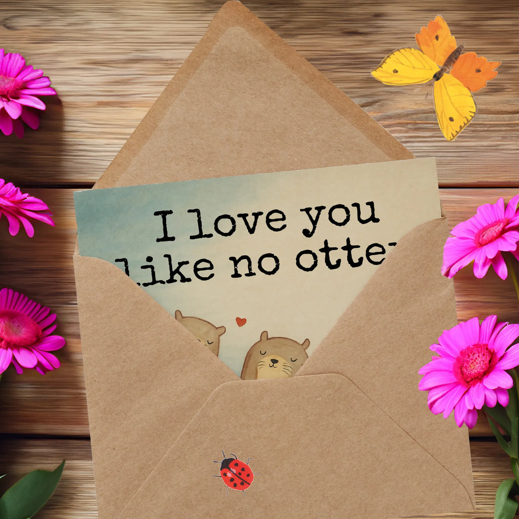 Deluxe Card otter holding hands Design Karte, Grußkarte, Klappkarte, Einladungskarte, Glückwunschkarte, Hochzeitskarte, Geburtstagskarte, Hochwertige Grußkarte, Hochwertige Klappkarte, Otter, Fischotter, Seeotter, Otter Seeotter See Otter