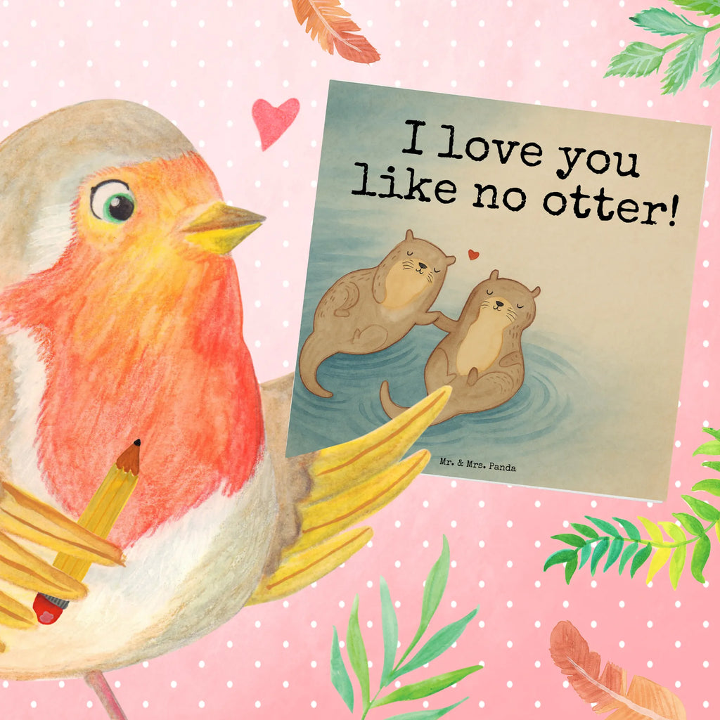 Deluxe Card otter holding hands Design Karte, Grußkarte, Klappkarte, Einladungskarte, Glückwunschkarte, Hochzeitskarte, Geburtstagskarte, Hochwertige Grußkarte, Hochwertige Klappkarte, Otter, Fischotter, Seeotter, Otter Seeotter See Otter