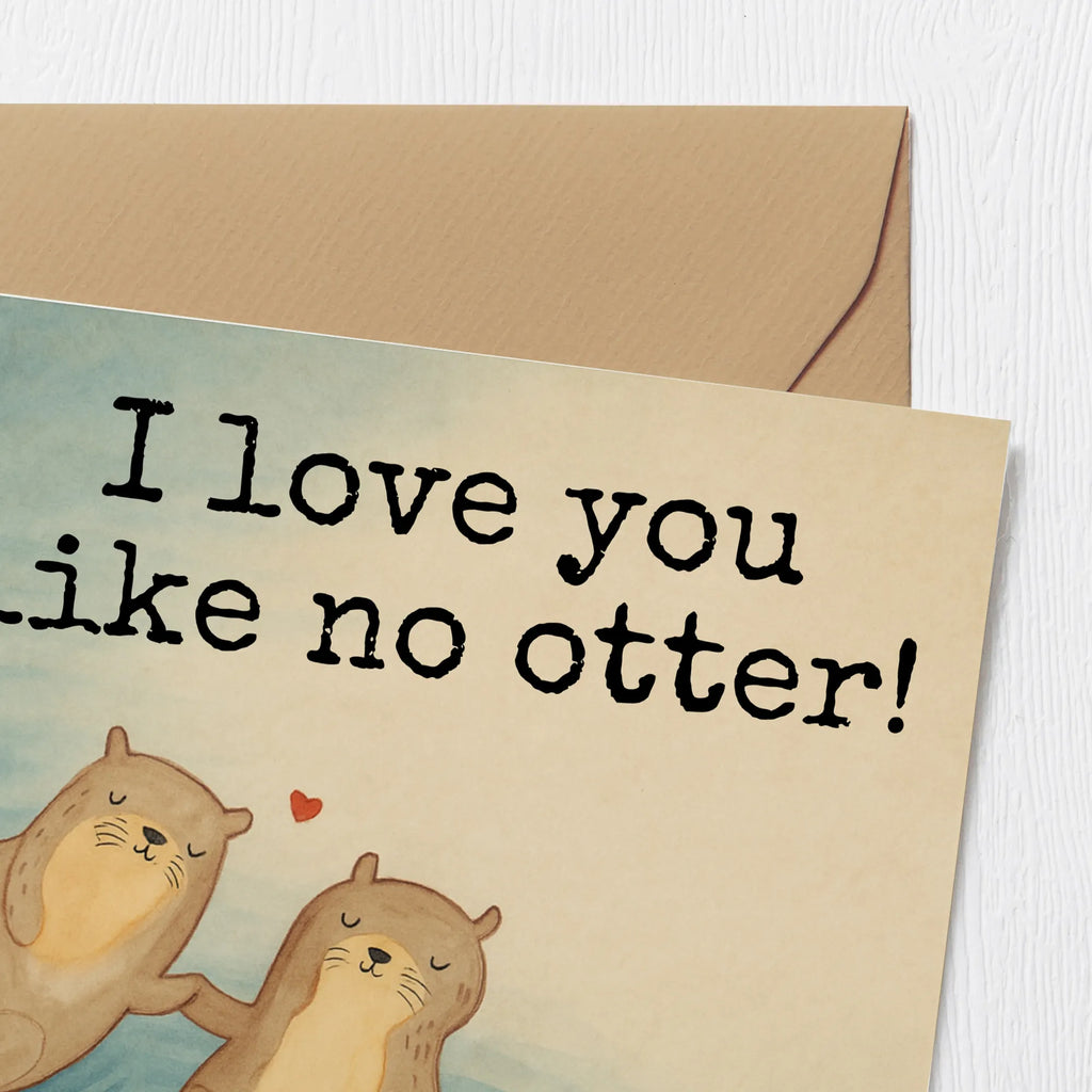 Deluxe Card otter holding hands Design Karte, Grußkarte, Klappkarte, Einladungskarte, Glückwunschkarte, Hochzeitskarte, Geburtstagskarte, Hochwertige Grußkarte, Hochwertige Klappkarte, Otter, Fischotter, Seeotter, Otter Seeotter See Otter