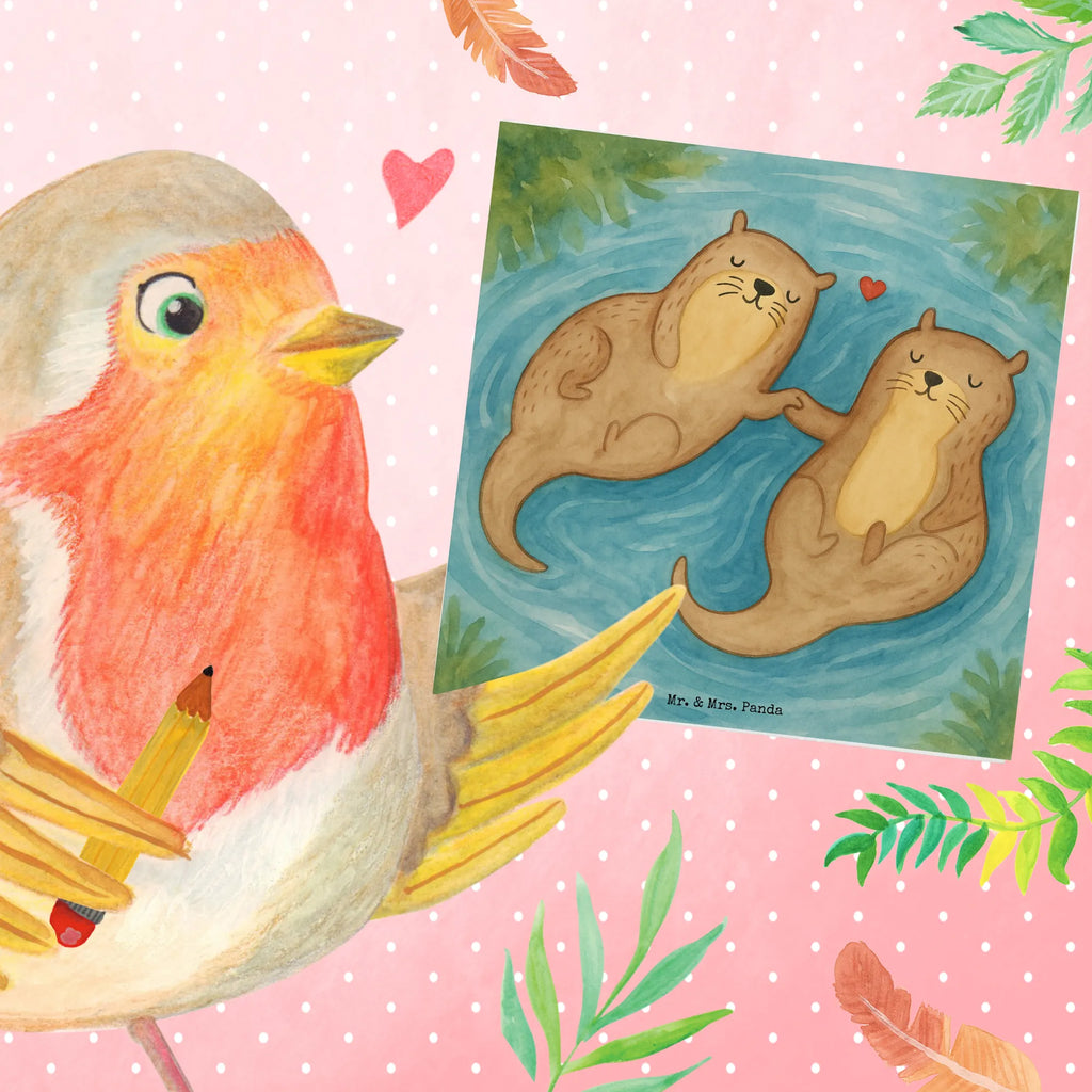 Deluxe Card otter holding hands Design Karte, Grußkarte, Klappkarte, Einladungskarte, Glückwunschkarte, Hochzeitskarte, Geburtstagskarte, Hochwertige Grußkarte, Hochwertige Klappkarte, Otter, Fischotter, Seeotter, Otter Seeotter See Otter