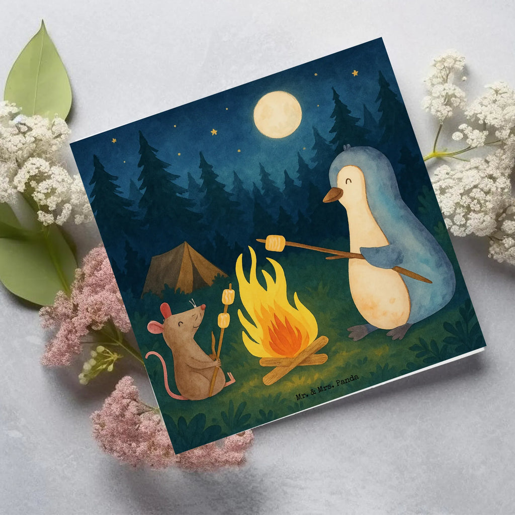 Karta Deluxe pingwin ognisko Design Karte, Grußkarte, Klappkarte, Einladungskarte, Glückwunschkarte, Hochzeitskarte, Geburtstagskarte, Hochwertige Grußkarte, Hochwertige Klappkarte, Pinguin, Maus, Pinguine, Lagerfeuer, Leben, Arbeit, Job, Motivation, Büro, Büroalltag, Lebensspruch, Lebensmotivation, Neustart, Liebe, grillen, Feuer, Marshmallows