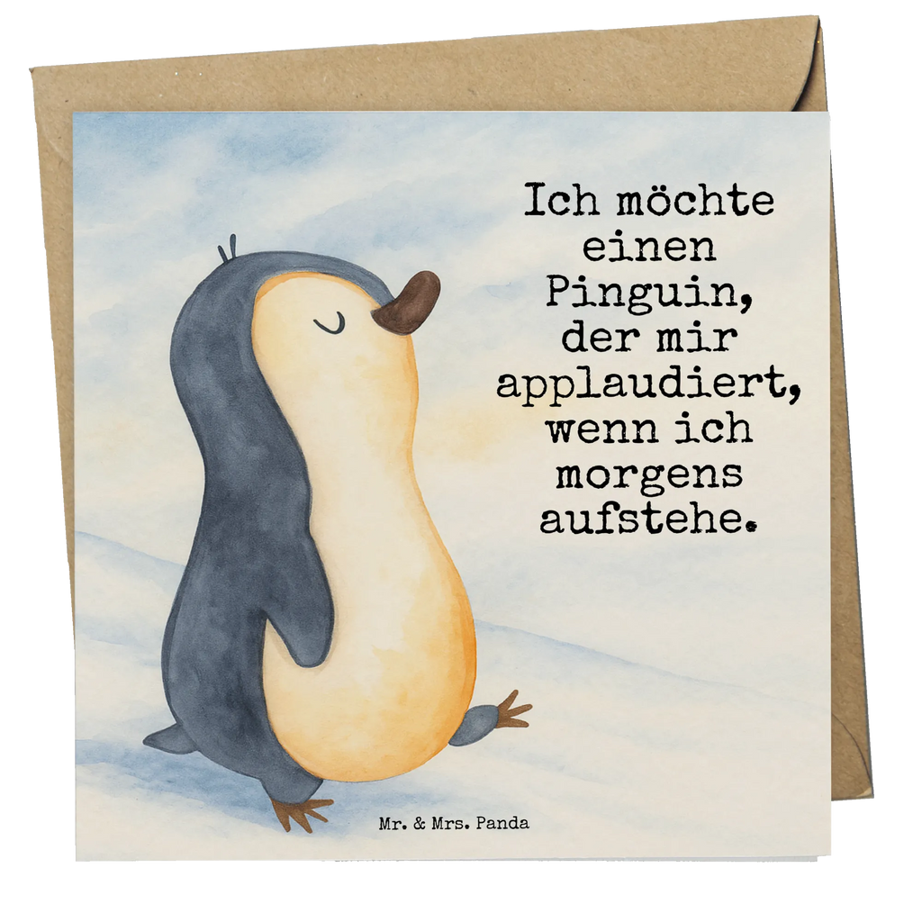 Karta Deluxe Pingwin maszerować Design Karte, Grußkarte, Klappkarte, Einladungskarte, Glückwunschkarte, Hochzeitskarte, Geburtstagskarte, Hochwertige Grußkarte, Hochwertige Klappkarte, Pinguin, Pinguine, Frühaufsteher, Langschläfer, Bruder, Schwester, Familie