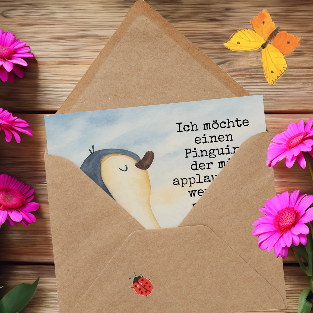 Karta Deluxe Pingwin maszerować Design Karte, Grußkarte, Klappkarte, Einladungskarte, Glückwunschkarte, Hochzeitskarte, Geburtstagskarte, Hochwertige Grußkarte, Hochwertige Klappkarte, Pinguin, Pinguine, Frühaufsteher, Langschläfer, Bruder, Schwester, Familie