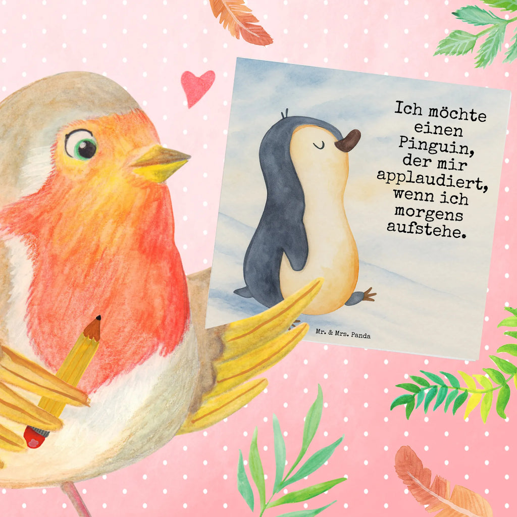 Karta Deluxe Pingwin maszerować Design Karte, Grußkarte, Klappkarte, Einladungskarte, Glückwunschkarte, Hochzeitskarte, Geburtstagskarte, Hochwertige Grußkarte, Hochwertige Klappkarte, Pinguin, Pinguine, Frühaufsteher, Langschläfer, Bruder, Schwester, Familie