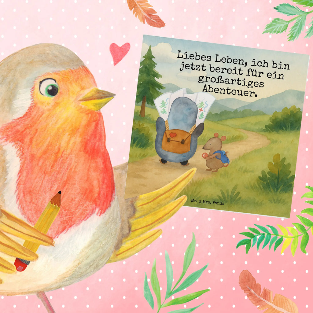 Karta Deluxe Pingwin i Mysz Wędrowcy Design Karte, Grußkarte, Klappkarte, Einladungskarte, Glückwunschkarte, Hochzeitskarte, Geburtstagskarte, Hochwertige Grußkarte, Hochwertige Klappkarte, Pinguin, Pinguine, Abenteurer, Abenteuer, Roadtrip, Ausflug, Wanderlust, wandern