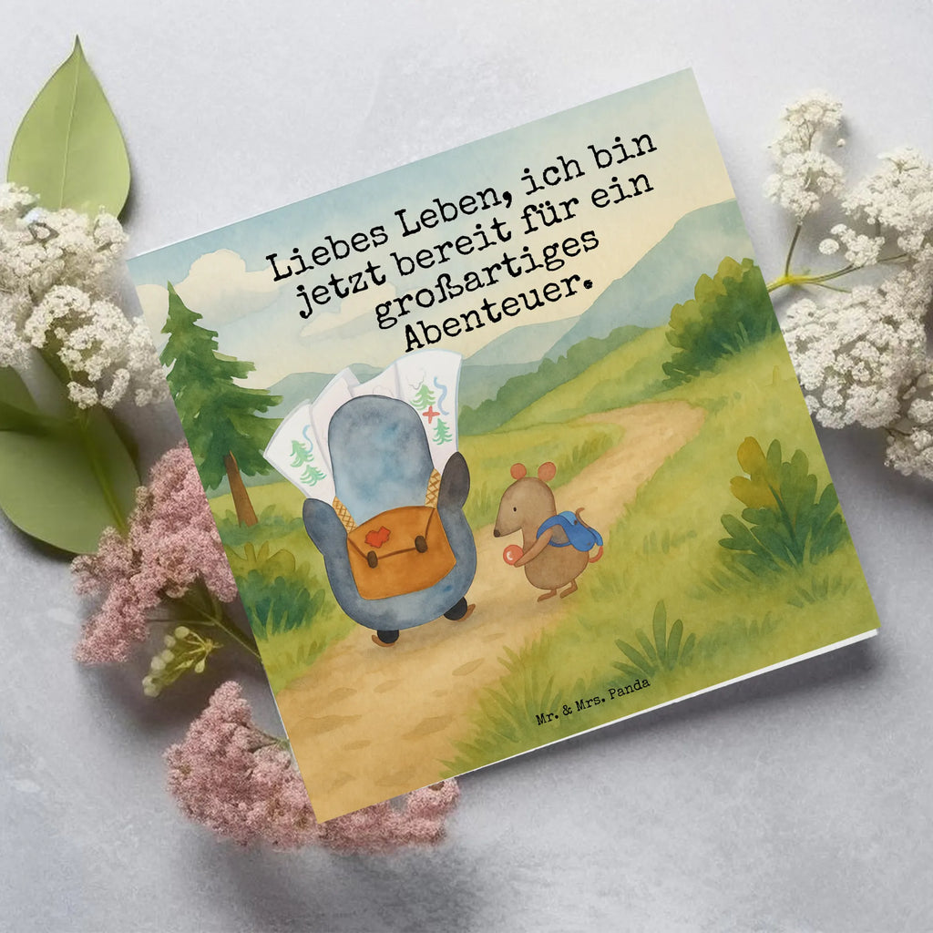 Karta Deluxe Pingwin i Mysz Wędrowcy Design Karte, Grußkarte, Klappkarte, Einladungskarte, Glückwunschkarte, Hochzeitskarte, Geburtstagskarte, Hochwertige Grußkarte, Hochwertige Klappkarte, Pinguin, Pinguine, Abenteurer, Abenteuer, Roadtrip, Ausflug, Wanderlust, wandern