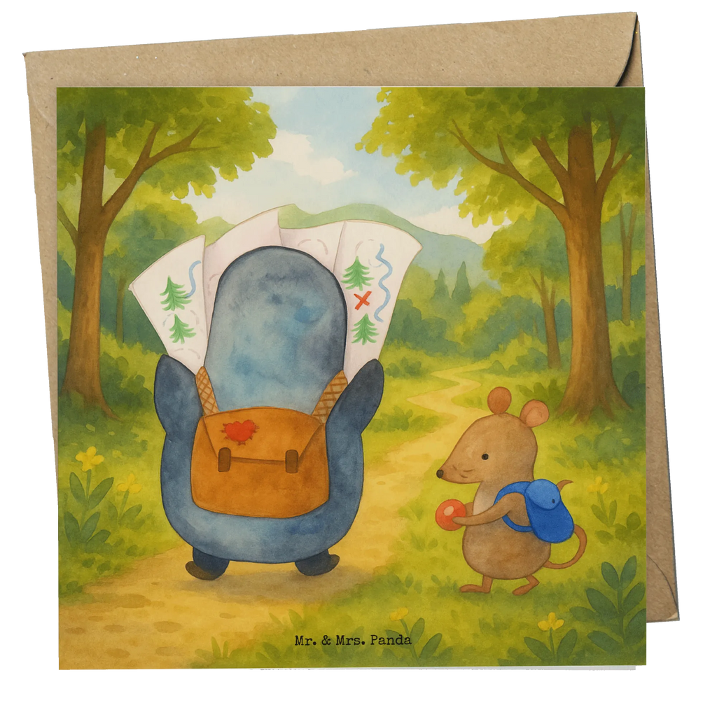 Karta Deluxe Pingwin i Mysz Wędrowcy Design Karte, Grußkarte, Klappkarte, Einladungskarte, Glückwunschkarte, Hochzeitskarte, Geburtstagskarte, Hochwertige Grußkarte, Hochwertige Klappkarte, Pinguin, Pinguine, Abenteurer, Abenteuer, Roadtrip, Ausflug, Wanderlust, wandern