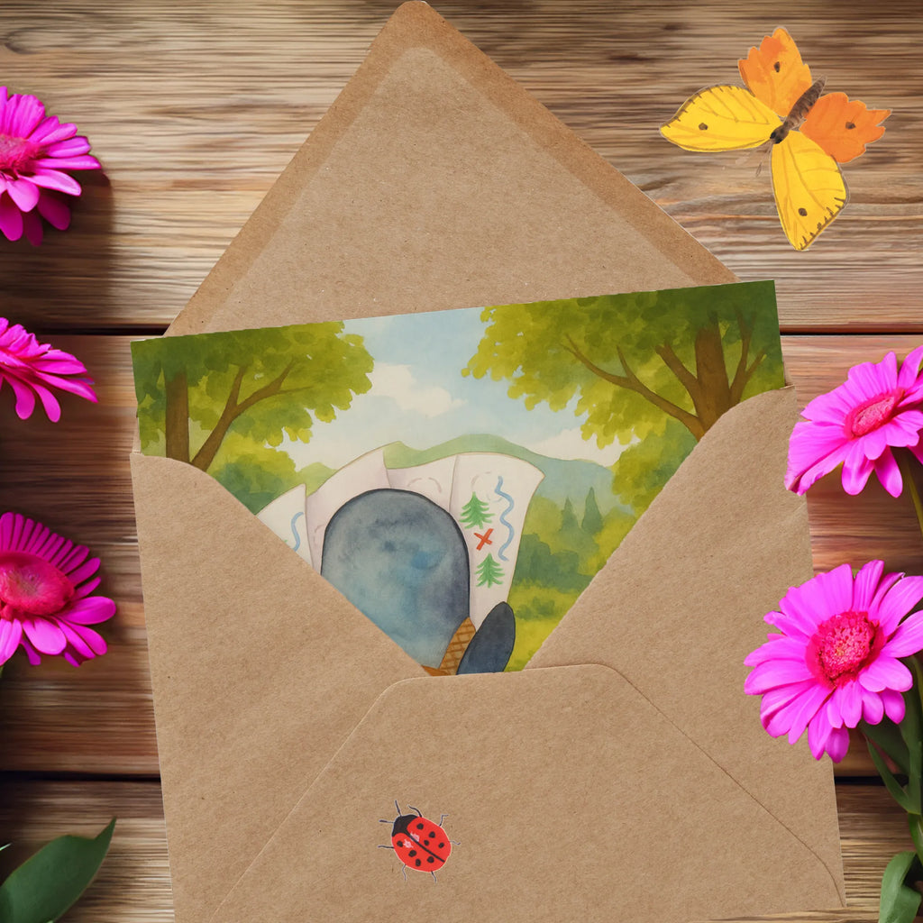 Karta Deluxe Pingwin i Mysz Wędrowcy Design Karte, Grußkarte, Klappkarte, Einladungskarte, Glückwunschkarte, Hochzeitskarte, Geburtstagskarte, Hochwertige Grußkarte, Hochwertige Klappkarte, Pinguin, Pinguine, Abenteurer, Abenteuer, Roadtrip, Ausflug, Wanderlust, wandern