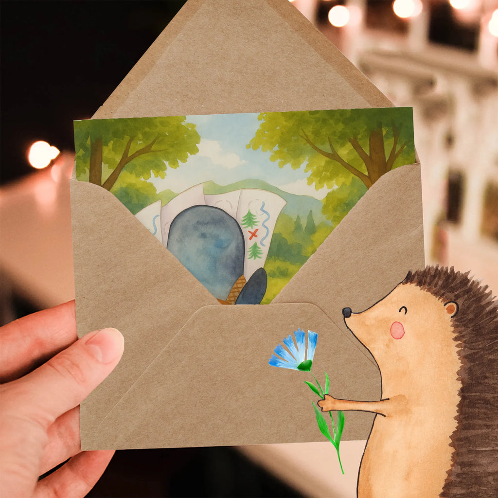 Karta Deluxe Pingwin i Mysz Wędrowcy Design Karte, Grußkarte, Klappkarte, Einladungskarte, Glückwunschkarte, Hochzeitskarte, Geburtstagskarte, Hochwertige Grußkarte, Hochwertige Klappkarte, Pinguin, Pinguine, Abenteurer, Abenteuer, Roadtrip, Ausflug, Wanderlust, wandern