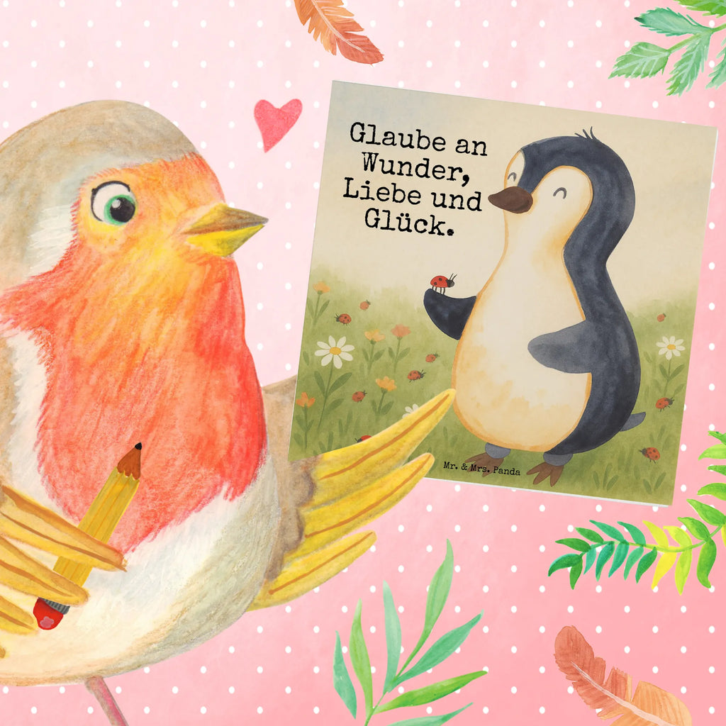 Deluxe Card Penguin ladybug Design Karte, Grußkarte, Klappkarte, Einladungskarte, Glückwunschkarte, Hochzeitskarte, Geburtstagskarte, Hochwertige Grußkarte, Hochwertige Klappkarte, Pinguin, Pinguine, Marienkäfer, Liebe, Wunder, Glück, Freude, Lebensfreude