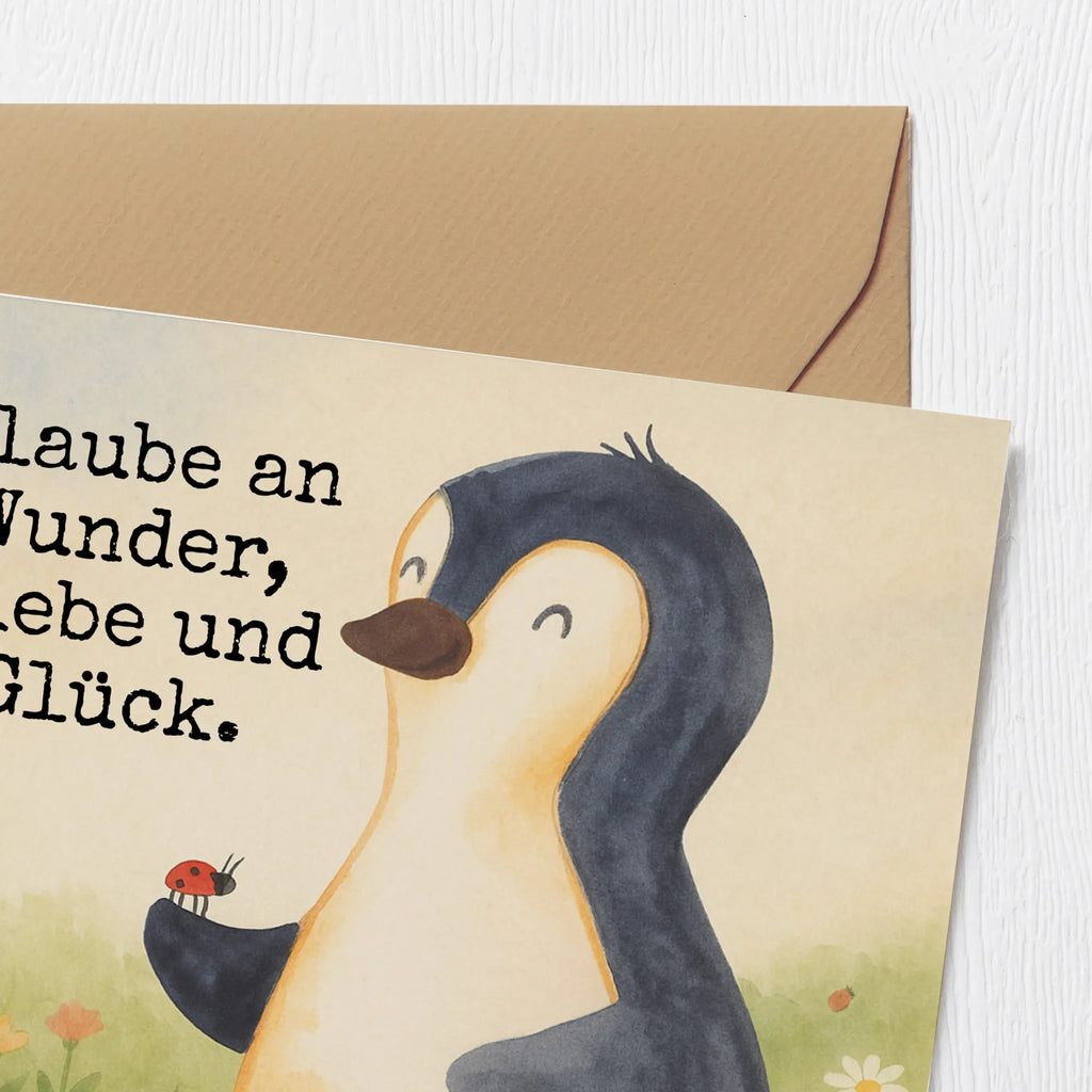 Deluxe Card Penguin ladybug Design Karte, Grußkarte, Klappkarte, Einladungskarte, Glückwunschkarte, Hochzeitskarte, Geburtstagskarte, Hochwertige Grußkarte, Hochwertige Klappkarte, Pinguin, Pinguine, Marienkäfer, Liebe, Wunder, Glück, Freude, Lebensfreude