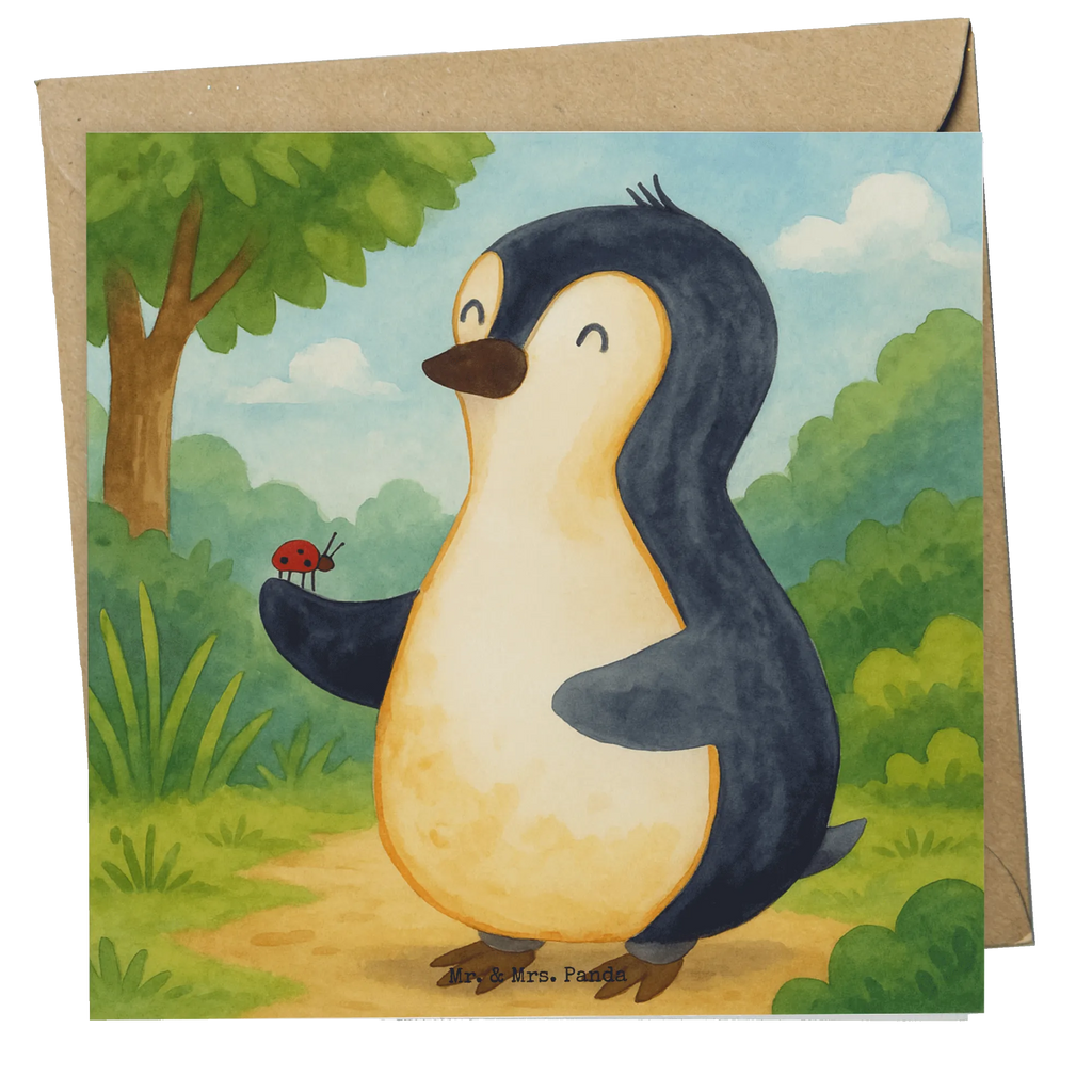 Deluxe Card Penguin ladybug Design Karte, Grußkarte, Klappkarte, Einladungskarte, Glückwunschkarte, Hochzeitskarte, Geburtstagskarte, Hochwertige Grußkarte, Hochwertige Klappkarte, Pinguin, Pinguine, Marienkäfer, Liebe, Wunder, Glück, Freude, Lebensfreude