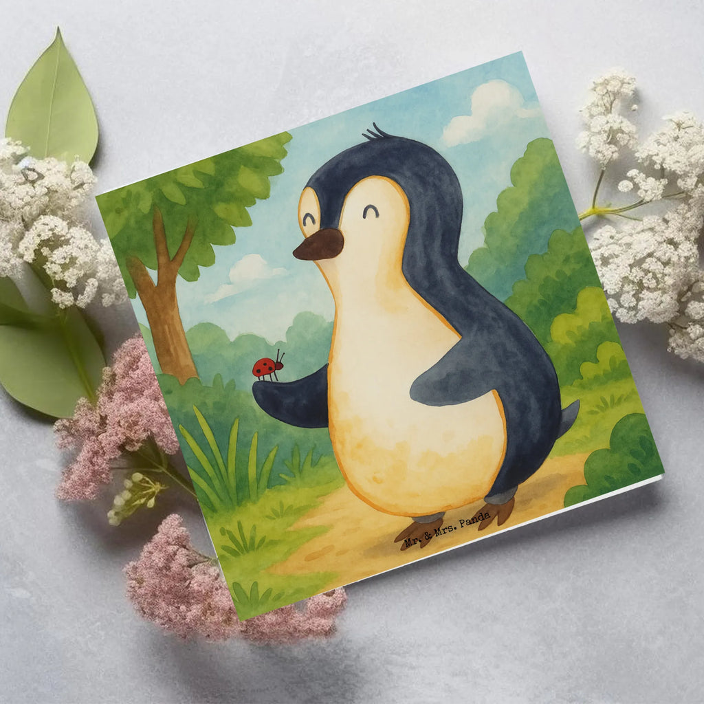 Deluxe Card Penguin ladybug Design Karte, Grußkarte, Klappkarte, Einladungskarte, Glückwunschkarte, Hochzeitskarte, Geburtstagskarte, Hochwertige Grußkarte, Hochwertige Klappkarte, Pinguin, Pinguine, Marienkäfer, Liebe, Wunder, Glück, Freude, Lebensfreude