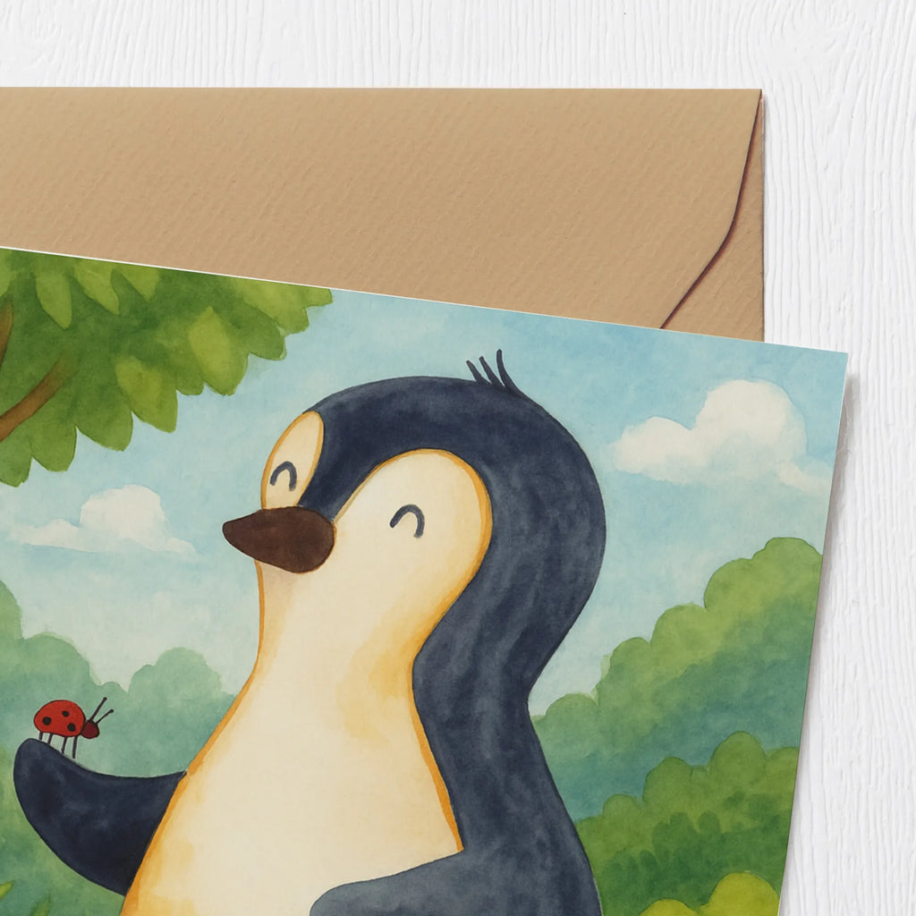 Deluxe Card Penguin ladybug Design Karte, Grußkarte, Klappkarte, Einladungskarte, Glückwunschkarte, Hochzeitskarte, Geburtstagskarte, Hochwertige Grußkarte, Hochwertige Klappkarte, Pinguin, Pinguine, Marienkäfer, Liebe, Wunder, Glück, Freude, Lebensfreude