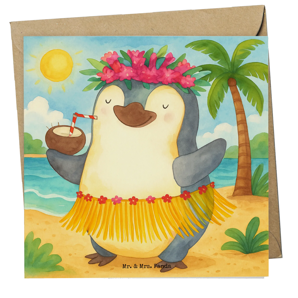 Karta Deluxe Pingwin z Kokosem Design Karte, Grußkarte, Klappkarte, Einladungskarte, Glückwunschkarte, Hochzeitskarte, Geburtstagskarte, Hochwertige Grußkarte, Hochwertige Klappkarte, Pinguin, Aloha, Hawaii, Urlaub, Kokosnuss, Pinguine