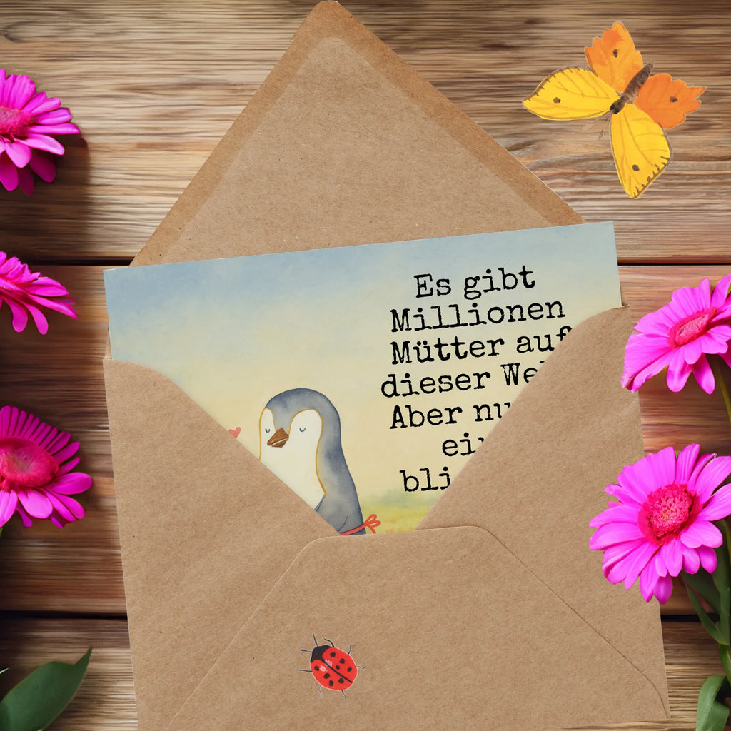 Karta Deluxe Pingwin z dzieckiem Design Karte, Grußkarte, Klappkarte, Einladungskarte, Glückwunschkarte, Hochzeitskarte, Geburtstagskarte, Hochwertige Grußkarte, Hochwertige Klappkarte, Familie, Vatertag, Muttertag, Bruder, Schwester, Mama, Papa, Oma, Opa, Geschenk, Mami, Mutti, Mutter, Geburststag