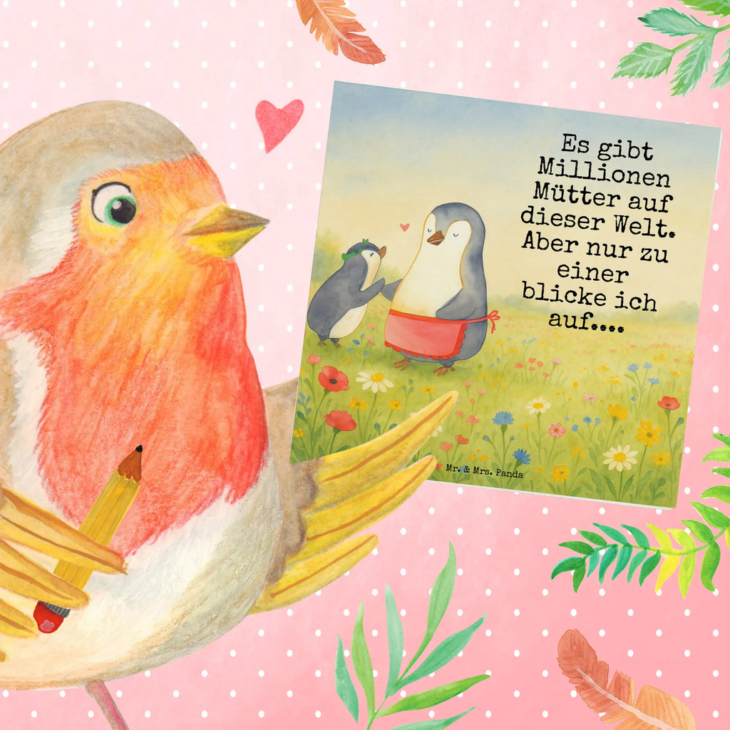 Karta Deluxe Pingwin z dzieckiem Design Karte, Grußkarte, Klappkarte, Einladungskarte, Glückwunschkarte, Hochzeitskarte, Geburtstagskarte, Hochwertige Grußkarte, Hochwertige Klappkarte, Familie, Vatertag, Muttertag, Bruder, Schwester, Mama, Papa, Oma, Opa, Geschenk, Mami, Mutti, Mutter, Geburststag