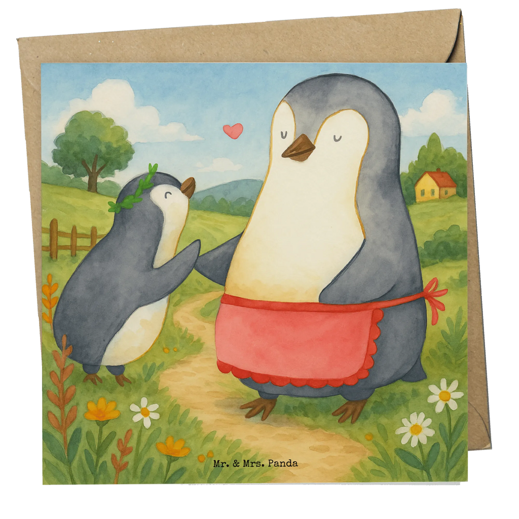 Karta Deluxe Pingwin z dzieckiem Design Karte, Grußkarte, Klappkarte, Einladungskarte, Glückwunschkarte, Hochzeitskarte, Geburtstagskarte, Hochwertige Grußkarte, Hochwertige Klappkarte, Familie, Vatertag, Muttertag, Bruder, Schwester, Mama, Papa, Oma, Opa, Geschenk, Mami, Mutti, Mutter, Geburststag