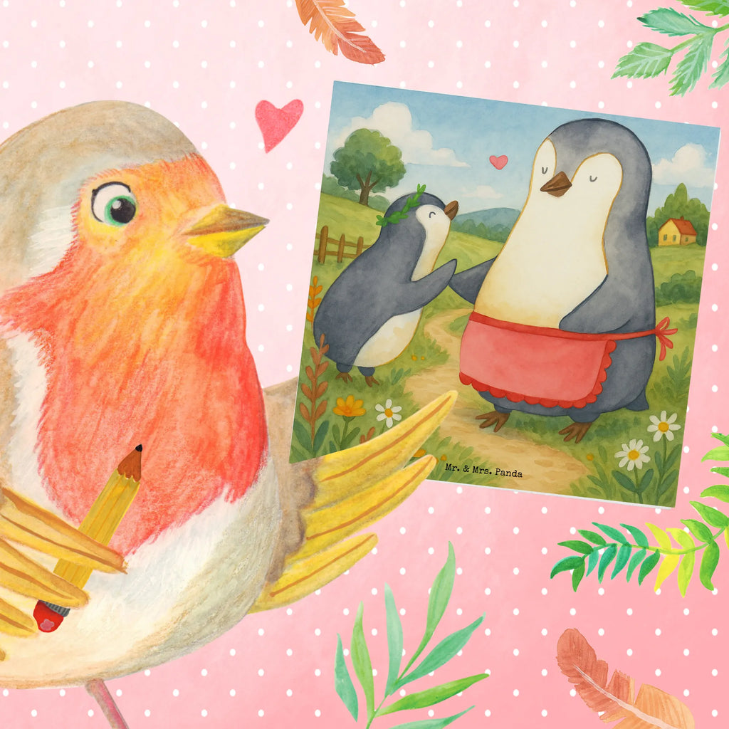 Karta Deluxe Pingwin z dzieckiem Design Karte, Grußkarte, Klappkarte, Einladungskarte, Glückwunschkarte, Hochzeitskarte, Geburtstagskarte, Hochwertige Grußkarte, Hochwertige Klappkarte, Familie, Vatertag, Muttertag, Bruder, Schwester, Mama, Papa, Oma, Opa, Geschenk, Mami, Mutti, Mutter, Geburststag