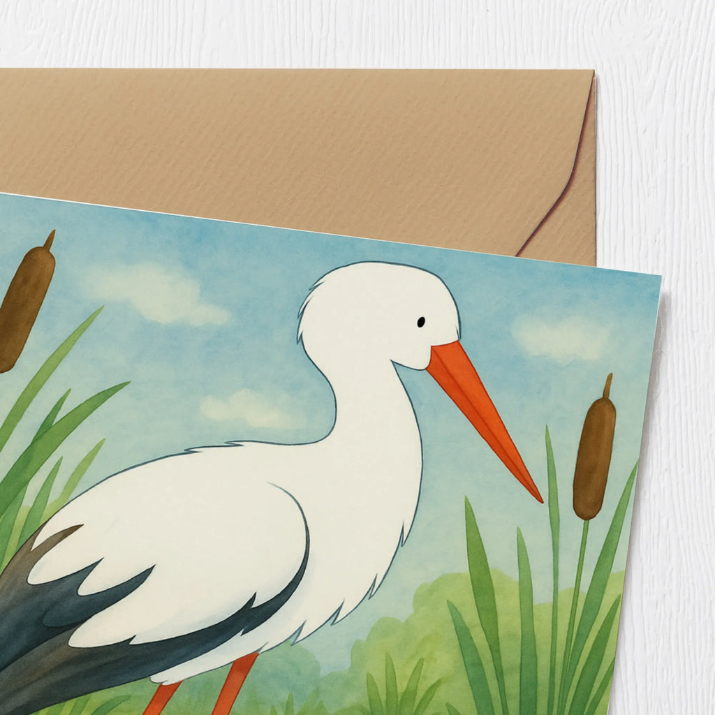 Deluxe Card Stork Design Karte, Grußkarte, Klappkarte, Einladungskarte, Glückwunschkarte, Hochzeitskarte, Geburtstagskarte, Hochwertige Grußkarte, Hochwertige Klappkarte, Tiermotive, Gute Laune, lustige Sprüche, Tiere, Storch, Störche, Schwangerschaft, Geburt, Mutter, Mütter, Mutter werden, Schwanger, Babybauch, Baby