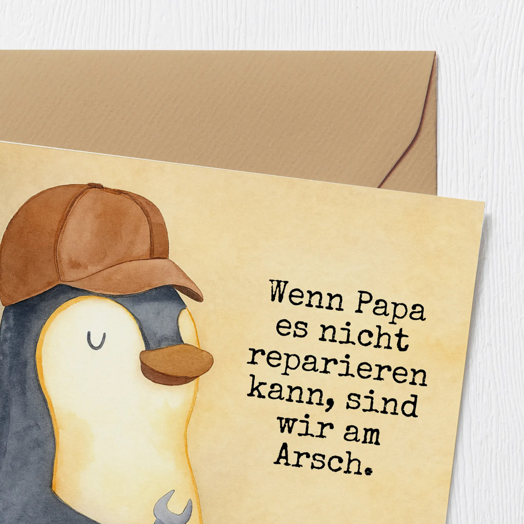 Deluxe Card If Daddy can't fix it, we're screwed. Design Karte, Grußkarte, Klappkarte, Einladungskarte, Glückwunschkarte, Hochzeitskarte, Geburtstagskarte, Hochwertige Grußkarte, Hochwertige Klappkarte, Familie, Vatertag, Muttertag, Bruder, Schwester, Mama, Papa, Oma, Opa, Vater, Geschenk Papa, Bester Papa der Welt