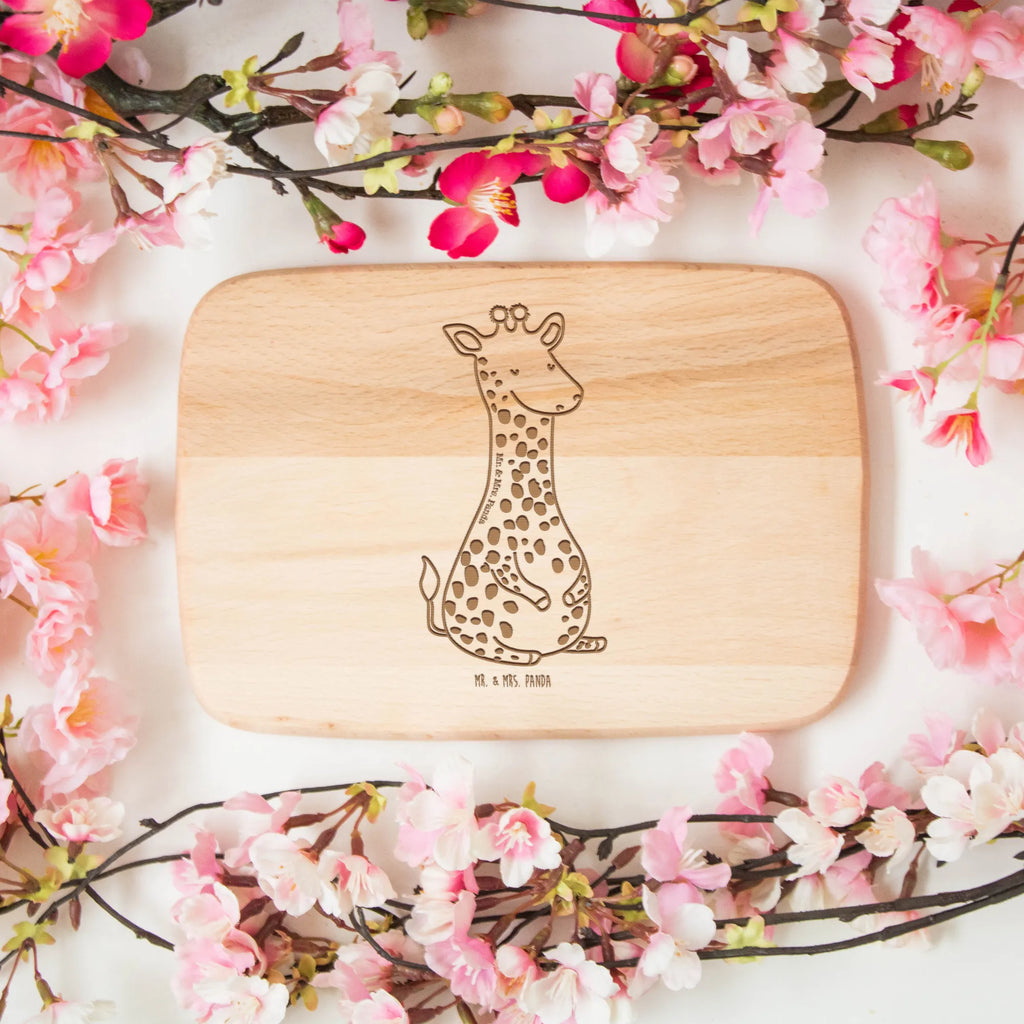 Frühstücksbrett Giraffe Zufrieden Holzbrett, Frühstücksbrett, Küchenbrett, Schneidebrett Holz, Frühstücksbrettchen, Schneidebrett, Afrika, Wildtiere, Giraffe, Abenteuer, Glück, Zufrieden