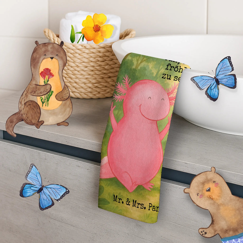 Gäste Handtuch Axolotl Hurra Design Gästetuch, Reisehandtuch, Sport Handtuch, Frottier, Kinder Handtuch, Axolotl, Molch, Axolot, Schwanzlurch, Lurch, Lurche, fröhlich, Spaß, Freude, Motivation, Zufriedenheit