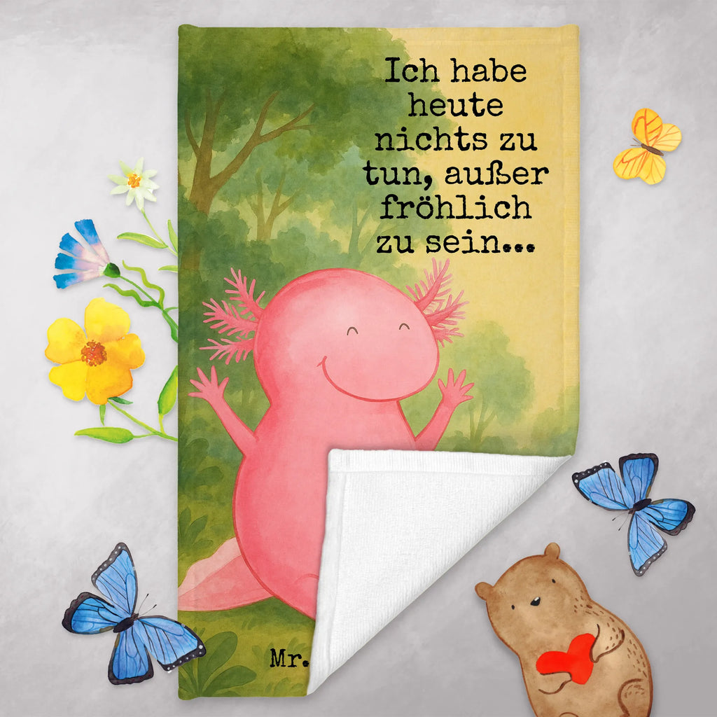 Gäste Handtuch Axolotl Hurra Design Gästetuch, Reisehandtuch, Sport Handtuch, Frottier, Kinder Handtuch, Axolotl, Molch, Axolot, Schwanzlurch, Lurch, Lurche, fröhlich, Spaß, Freude, Motivation, Zufriedenheit