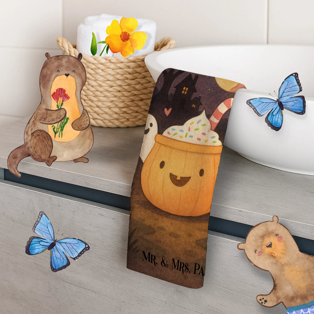 Ręcznik dla gości Kawa Duch Design Gästetuch, Reisehandtuch, Sport Handtuch, Frottier, Kinder Handtuch, Halloween, Deko, Martinssingen, Dekoration, Geschenke, Schenken, Halloween Deko, Trick or Treat, Süßes sonst gibt's saures, Pumpkin spiced Latte, Kaffee, Gespenst