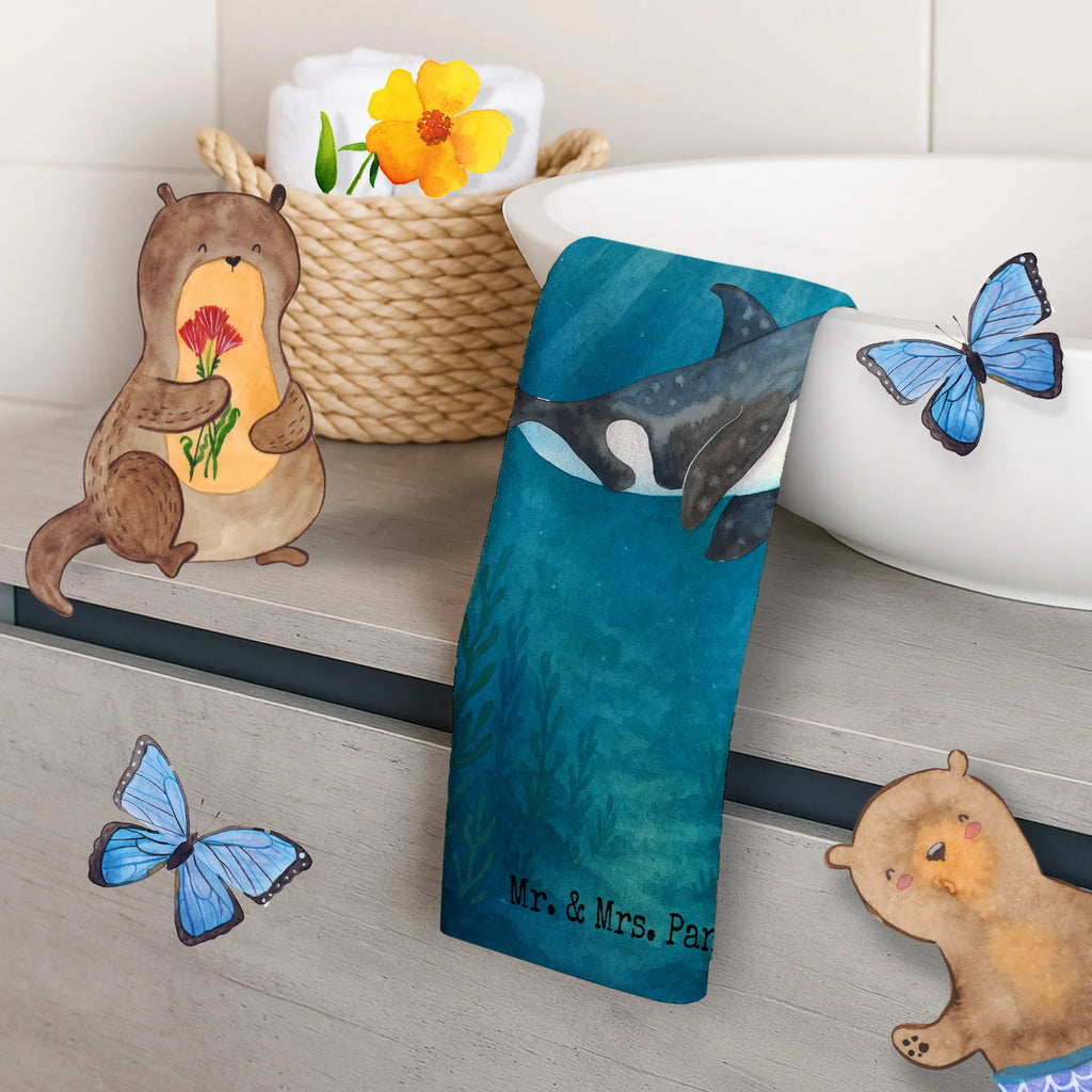 Gästehandtuch Orca Design Gästetuch, Reisehandtuch, Sport Handtuch, Frottier, Kinder Handtuch, Meerestiere, Meer, Urlaub, Orca, Orcas, Killerwal, Wal, Möglichkeiten, Büro, Arbeit, Motivation, Selbstliebe, Neustart, Startup