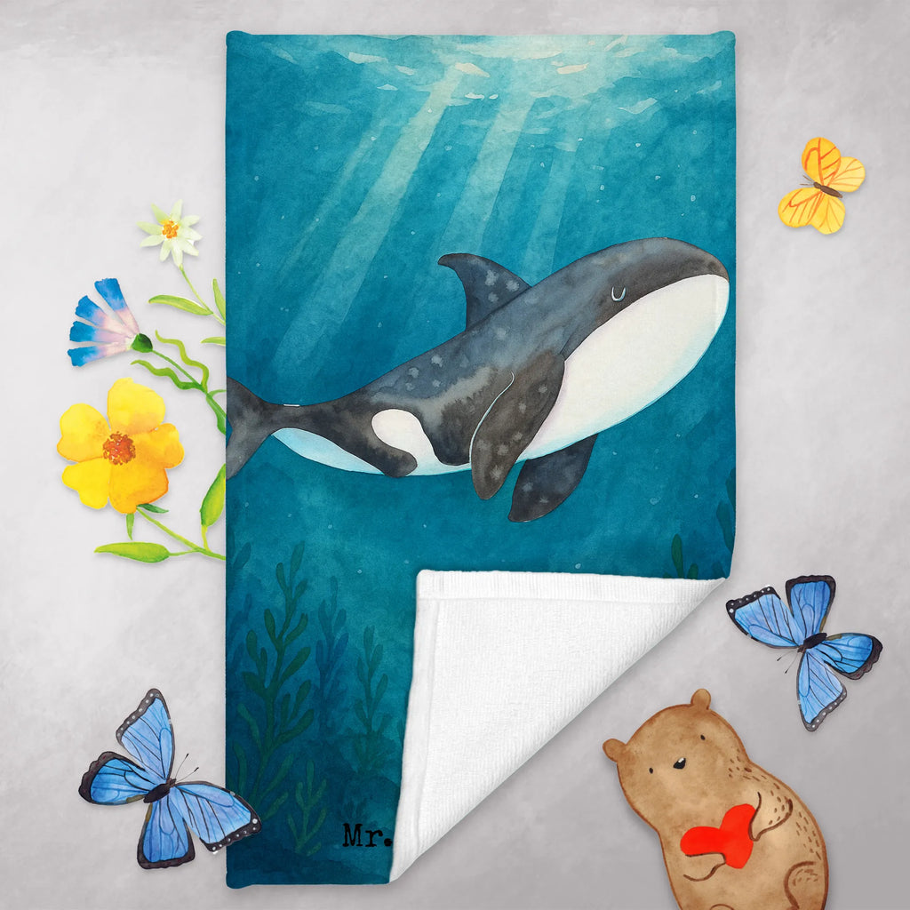 Gästehandtuch Orca Design Gästetuch, Reisehandtuch, Sport Handtuch, Frottier, Kinder Handtuch, Meerestiere, Meer, Urlaub, Orca, Orcas, Killerwal, Wal, Möglichkeiten, Büro, Arbeit, Motivation, Selbstliebe, Neustart, Startup