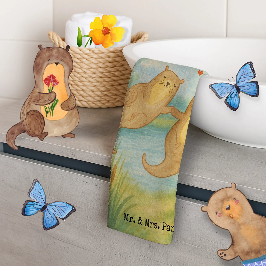 Ręcznik dla gości wydra trzymać się za ręce Design Gästetuch, Reisehandtuch, Sport Handtuch, Frottier, Kinder Handtuch, Otter, Fischotter, Seeotter, Otter Seeotter See Otter