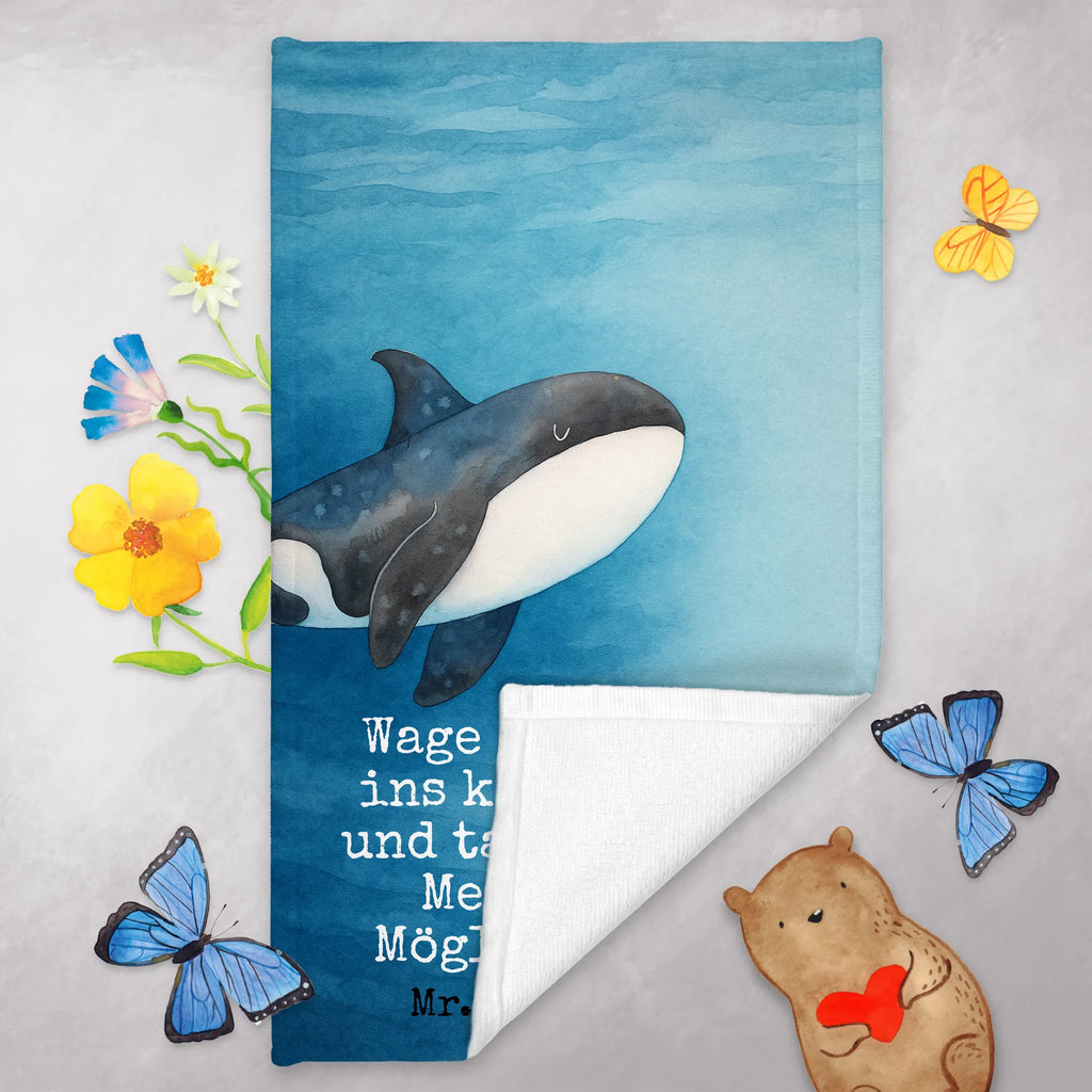 Gästehandtuch Orca Design Gästetuch, Reisehandtuch, Sport Handtuch, Frottier, Kinder Handtuch, Meerestiere, Meer, Urlaub, Orca, Orcas, Killerwal, Wal, Möglichkeiten, Büro, Arbeit, Motivation, Selbstliebe, Neustart, Startup