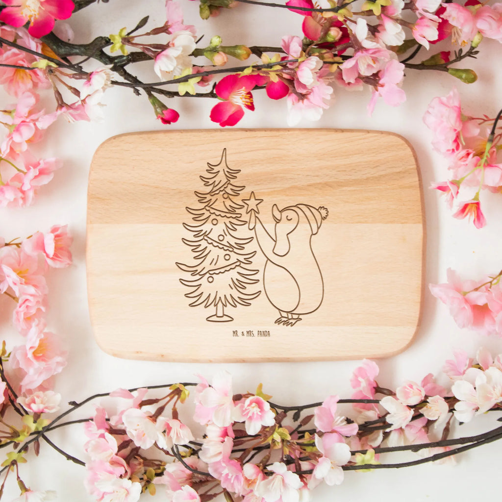 Schneidebrett Pinguin Weihnachtsbaum Schneidebrett Holz, Küchenbrett, Schneidebrett, Holzbrett, Frühstücksbrett, Frühstücksbrettchen, Winter, Weihnachten, Weihnachtsdeko, Nikolaus, Advent, Heiligabend, Wintermotiv, Pinguin