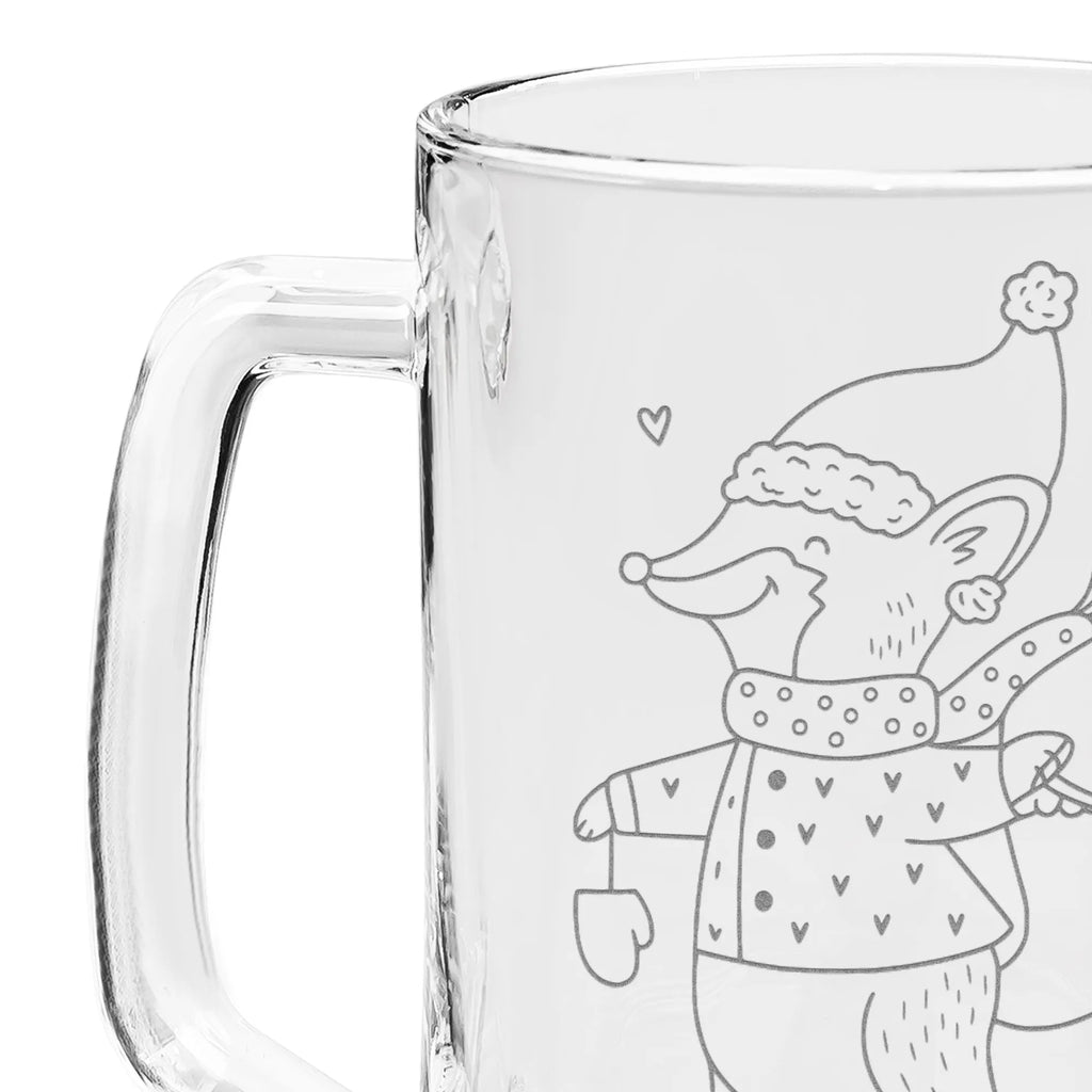 Engraved Beer Mug Fox skates Winter, Christmas, Christmas time, snow, christmas days, winter, christmas time, santa claus, fir tree, christmas, christmas tree, christmas present, christmas eve