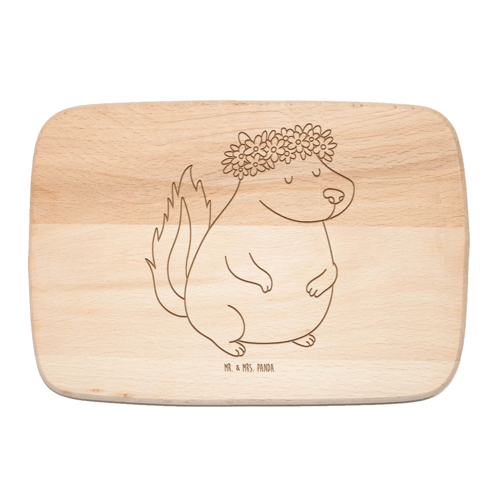 Schneidebrett Stinktier Mädchen Schneidebrett Holz, Küchenbrett, Schneidebrett, Holzbrett, Frühstücksbrett, Frühstücksbrettchen, Stinktier, Skunk, Raubtier, Namaste, Stinki, Stinker, Wildtier, Yoga