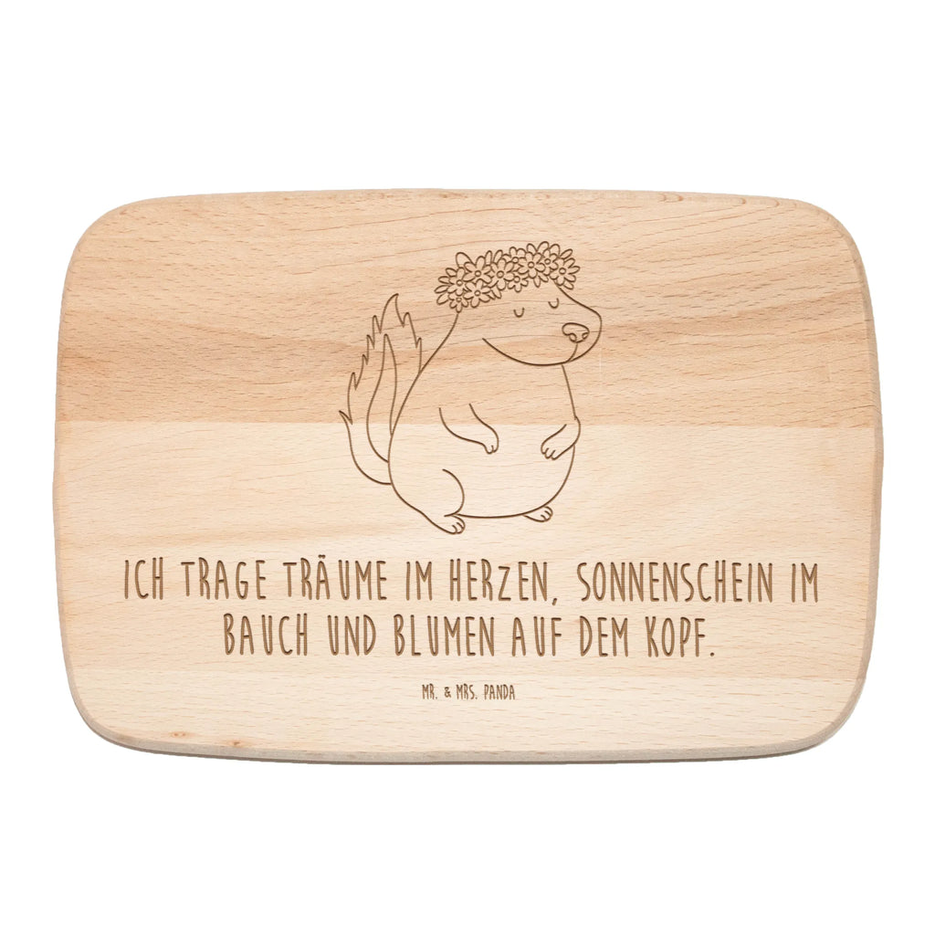 Schneidebrett Stinktier Mädchen Schneidebrett Holz, Küchenbrett, Schneidebrett, Holzbrett, Frühstücksbrett, Frühstücksbrettchen, Stinktier, Skunk, Raubtier, Namaste, Stinki, Stinker, Wildtier, Yoga