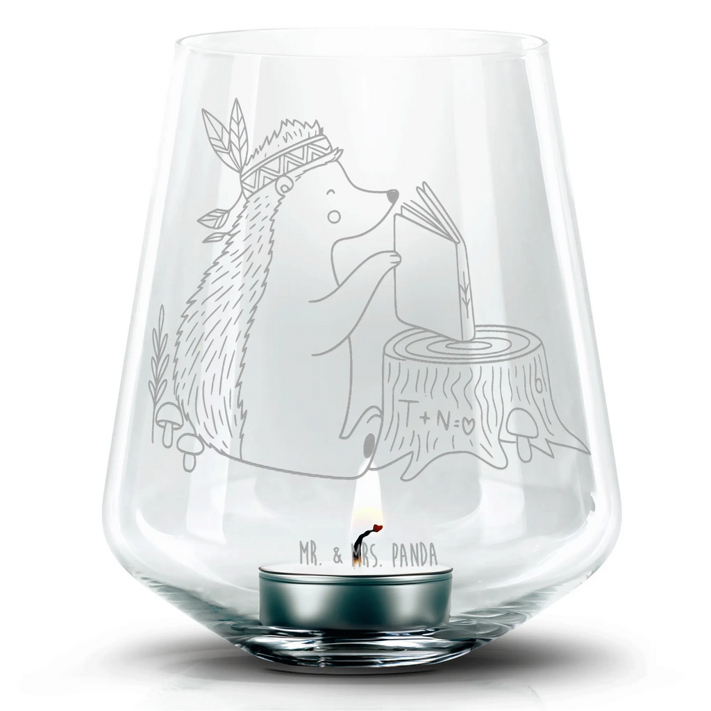 Gravur Windlicht Igel Federschmuck Gravur Windlicht, Teelichthalter, Romatisches Windlicht, Windlicht aus Glas, Teelicht, Waldtiere, Tiere, Igel, Abenteuer, Camping, Indianer, Lagerfeuer