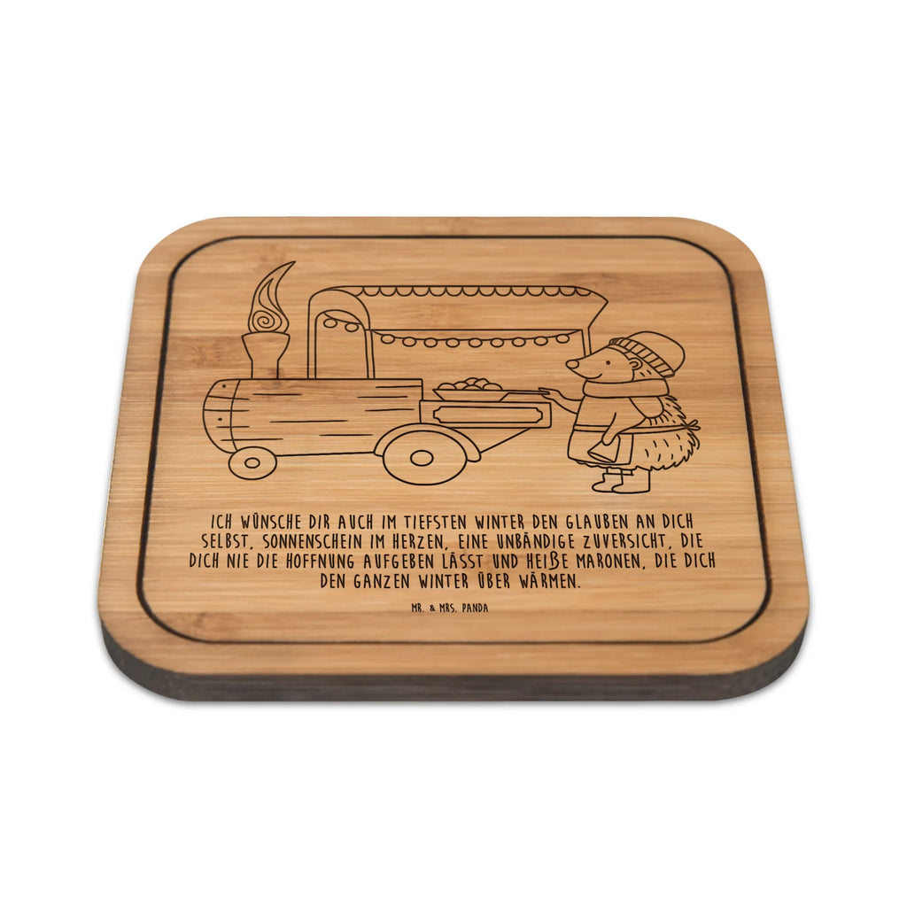 Square coaster hedgehog Chestnuts glass, giveaways, coasters, presents, party, breakfast, wood, glasses, gifts, set, square, glass coasters, gift, Winter, Christmas, Christmas time, snow