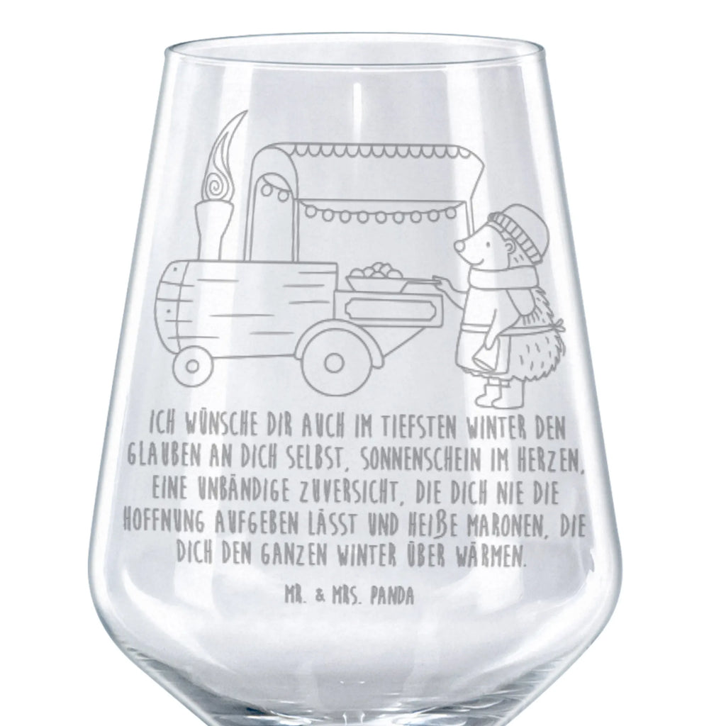 Kieliszek do czerwonego wina Jeż kasztany Zima, Boże Narodzenie, dekoracje świąteczne, Mikołaj, Adwent, Wigilia, zimowy motyw