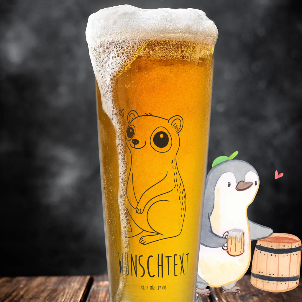 Personalized Beer Glass Slow loris Happy small animals, cute, funny, cute animal motives, hand drawn, small world, funny sayings, good mood, happy, gifts, gift ideas, special gifts, animal lover, card