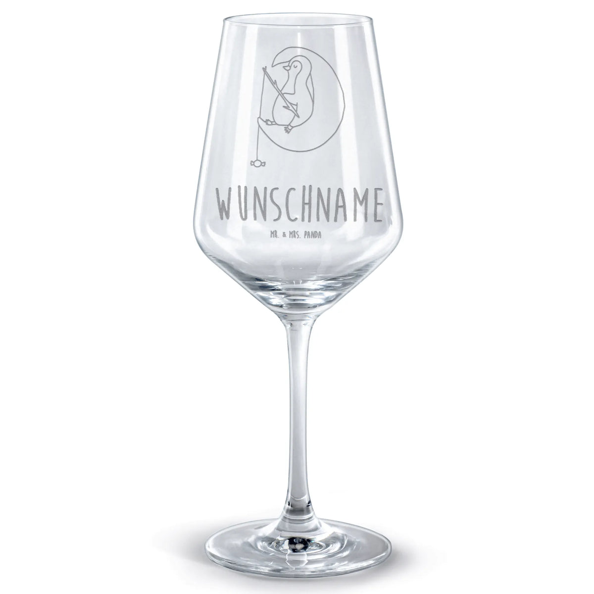 Personalized Red Wine Glass Penguin moon Penguin, North Pole, Winter, Penguins, night's rest, falling asleep, saying, sleep, penguins, guest room, insomnia, bedroom