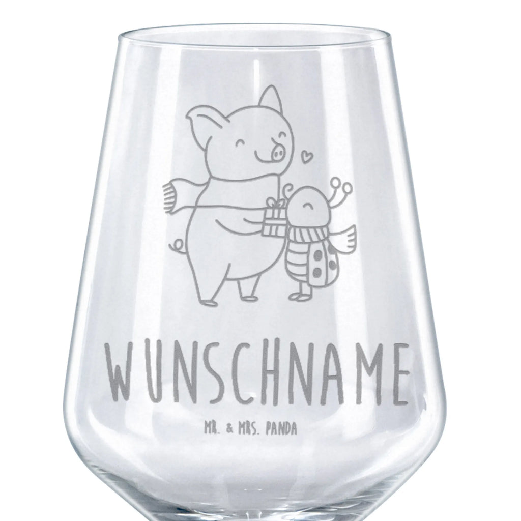 Personalizowany kieliszek do czerwonego wina Rozgrzana Świnka Smörle Zima, Boże Narodzenie, dekoracje świąteczne, Mikołaj, Adwent, Wigilia, zimowy motyw