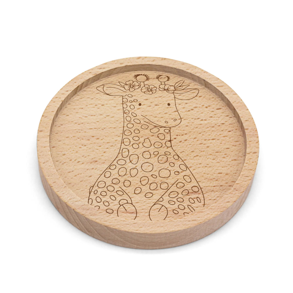 Drewniana podkładka żyrafa Wieniec kwiatów Afryka, dzikie zwierzęta