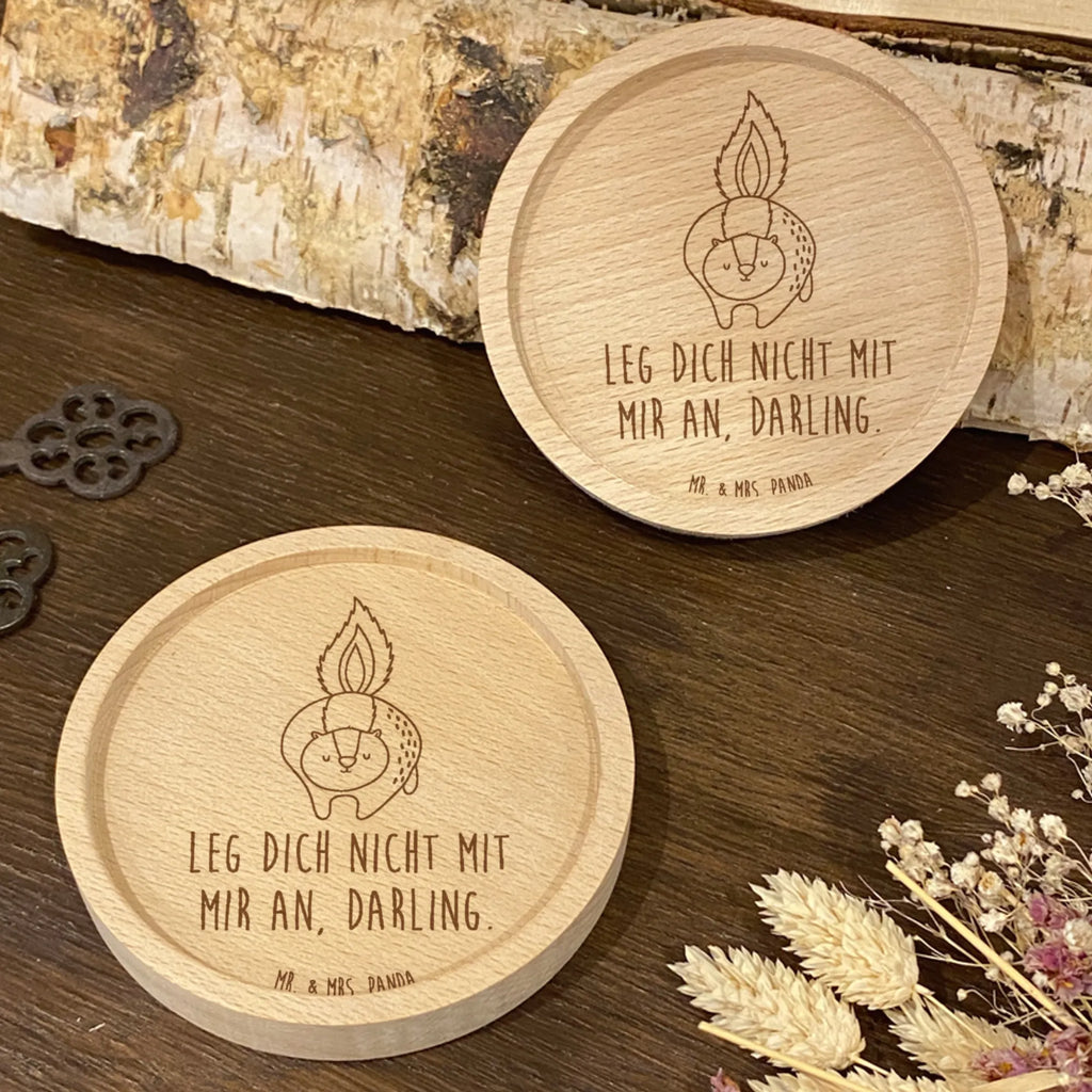 Holz Untersetzer Stinktier Angriff Untersetzer graviert, Untersetzer, Gravierte Untersetzer, Holz Untersetzer, Stinktier, Skunk, wütend, Drohung, Stinki, Raubtier, Stinker, Wildtier
