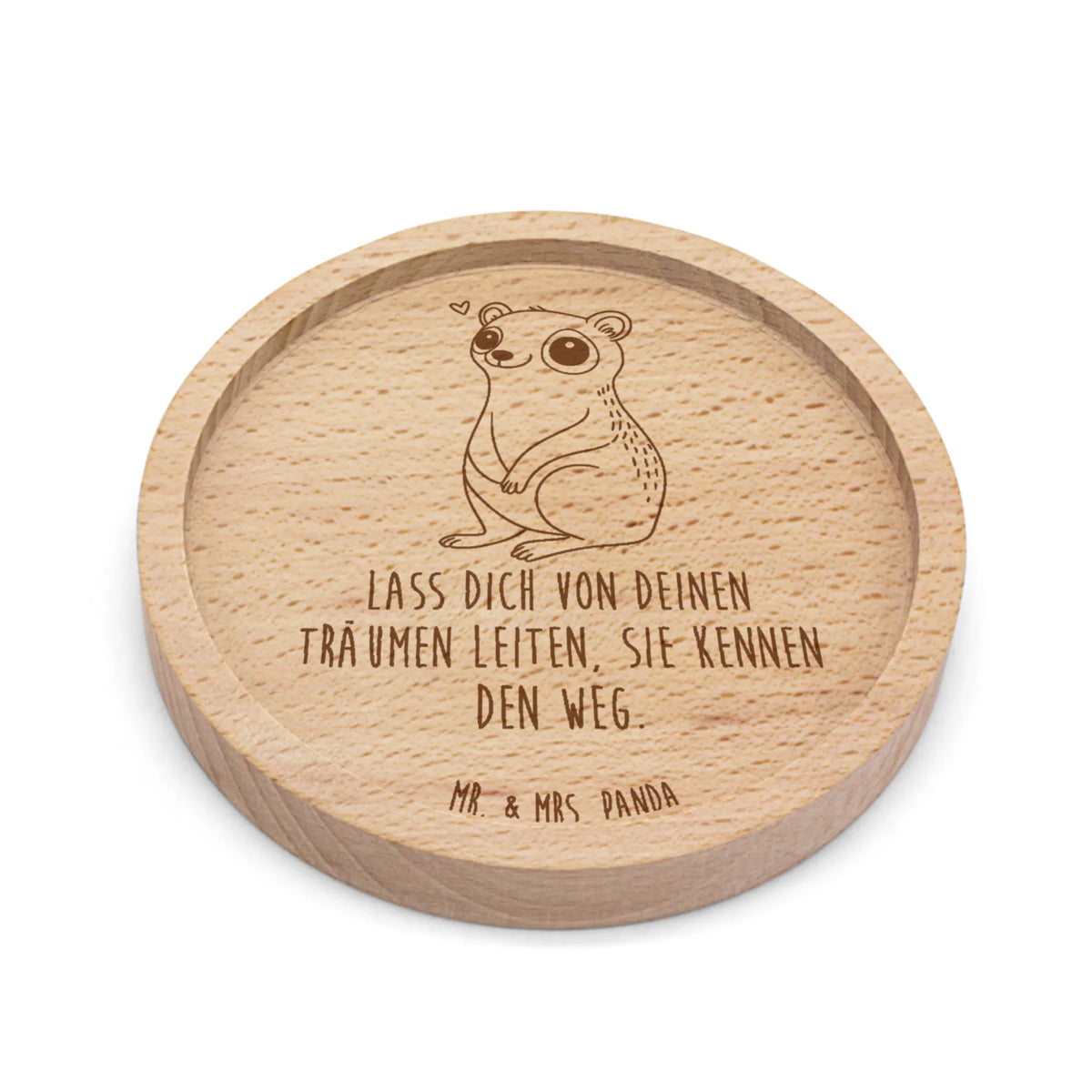 Wooden Coaster Slow loris Happy small animals, cute, funny, cute animal motives, hand drawn, small world, funny sayings, good mood, happy, gifts, gift ideas, special gifts, animal lover, card