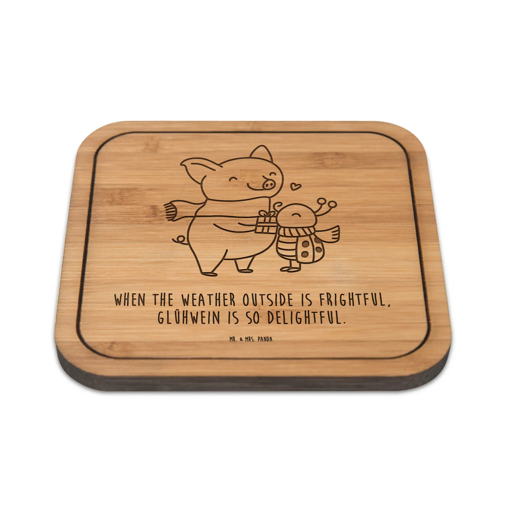 Square coaster Glow Pig Snuggle square, breakfast, gift, glasses, gifts, coasters, party, glass, wood, set, presents, giveaways, glass coasters, Winter, Christmas, Christmas time, snow